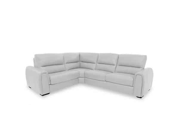 World of Leather  Flex NC Leather Small Power Recliner Corner Sofa with Storage Arms  Grey | Bed Sava