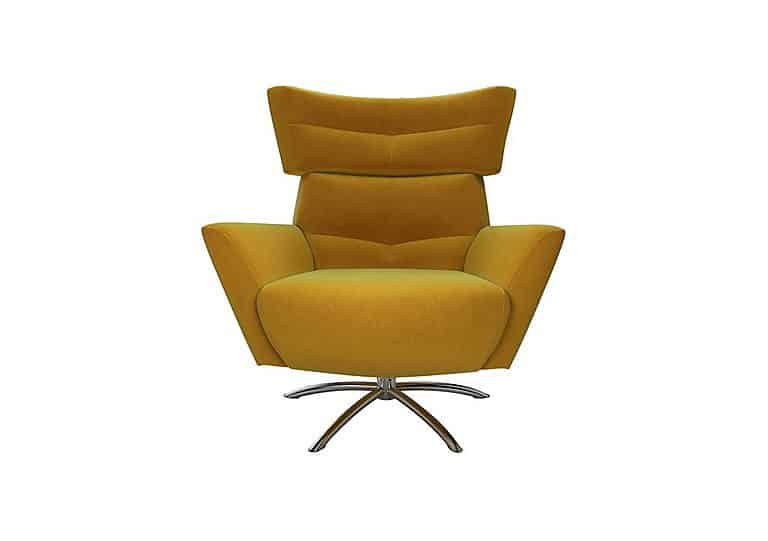 The Lounge Co. - Hermione Jacob Fabric Armchair - Golden Spice with Chrome Feet