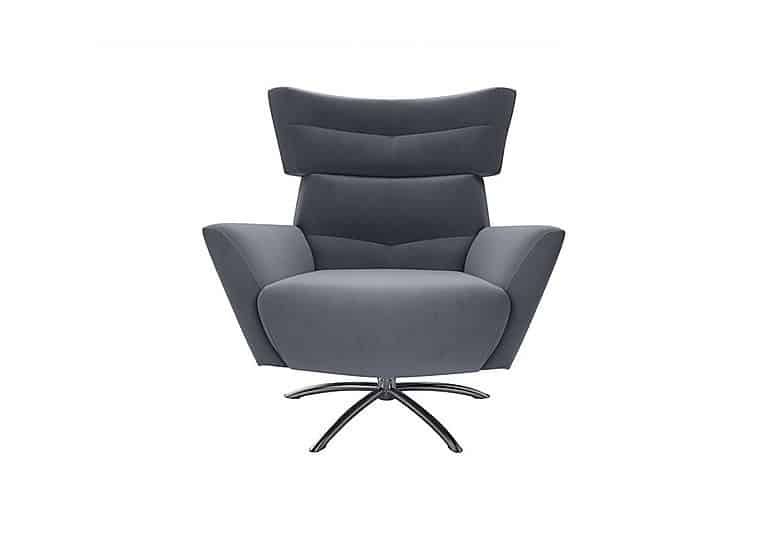 The Lounge Co. - Hermione Jacob Fabric Armchair - Rain Cloud with Chrome Feet