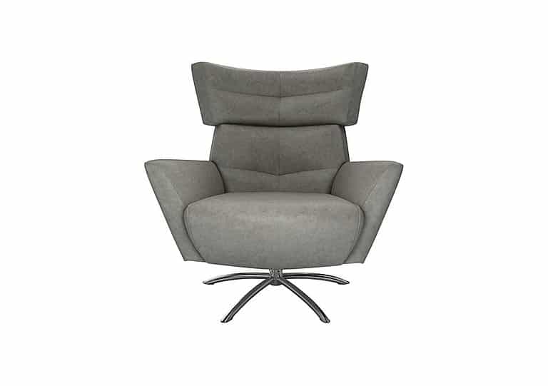 The Lounge Co. - Hermione Jacob NC Leather Armchair - Amonite with Chrome Feet