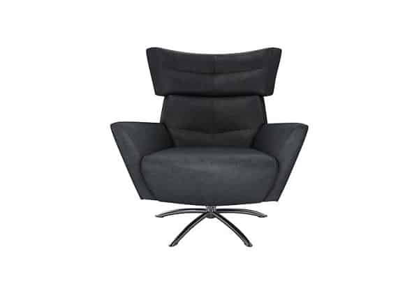 The Lounge Co  Hermione Jacob NC Leather Armchair  Shadow with Chrome Feet | Bed Sava