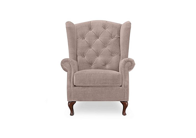At The Helm - Harriet Fabric Wing Chair - Bailey Brown with Walnut Feet
