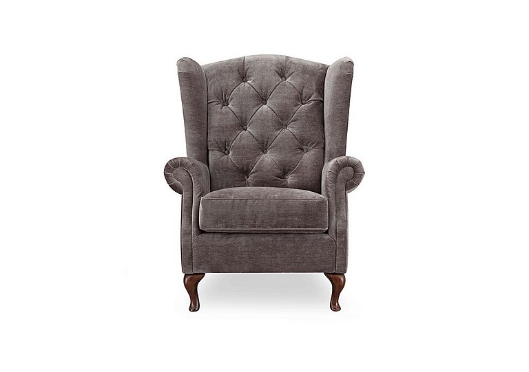 At The Helm - Harriet Fabric Wing Chair - Brindle with Walnut Feet