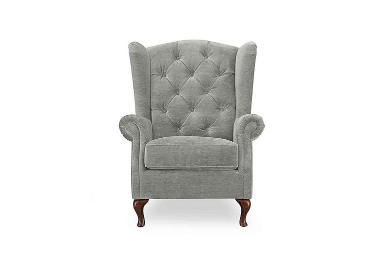 At The Helm - Harriet Fabric Wing Chair - Doves Tale with Walnut Feet