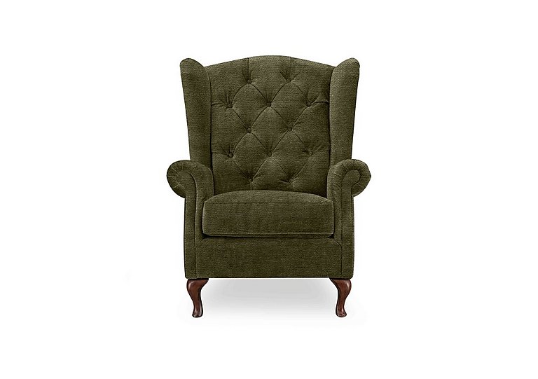 At The Helm - Harriet Fabric Wing Chair with Walnut Feet