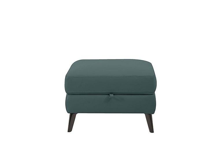 Axel BV Leather Storage Footstool - BV Lake Green