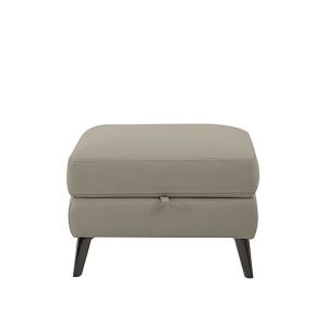 Axel BV Leather Storage Footstool  BV Taupe | Bed Sava
