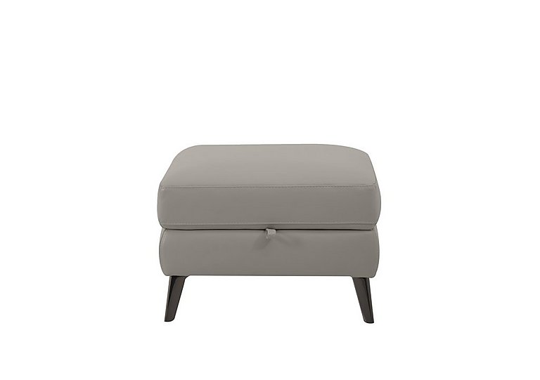 Axel BV Leather Storage Footstool - Silver Grey
