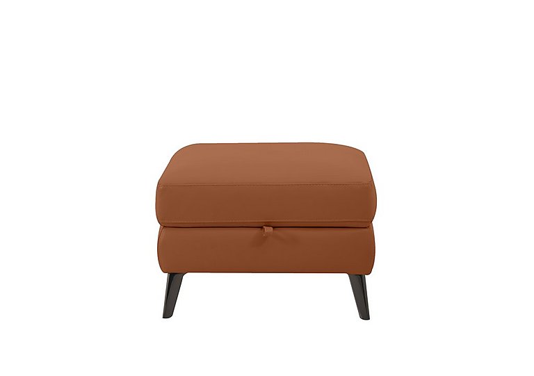 Axel HW Leather Storage Footstool - Pecan Brown