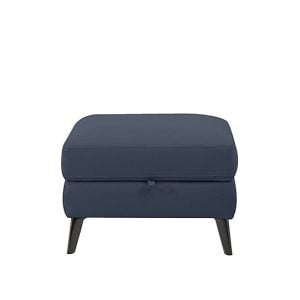 Axel HW Leather Storage Footstool  Ocean Blue | Bed Sava