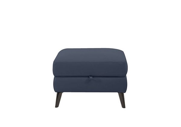 Axel HW Leather Storage Footstool  Ocean Blue | Bed Sava