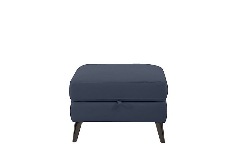 Axel HW Leather Storage Footstool - Ocean Blue