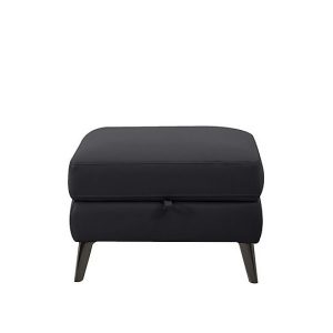 Axel HW Leather Storage Footstool  Black | Bed Sava