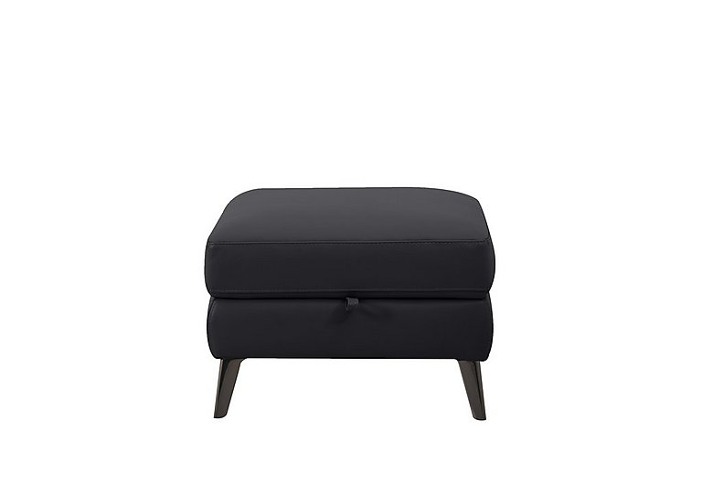 Axel HW Leather Storage Footstool - Black
