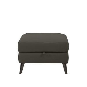 Axel HW Leather Storage Footstool  Charcoal Grey | Bed Sava