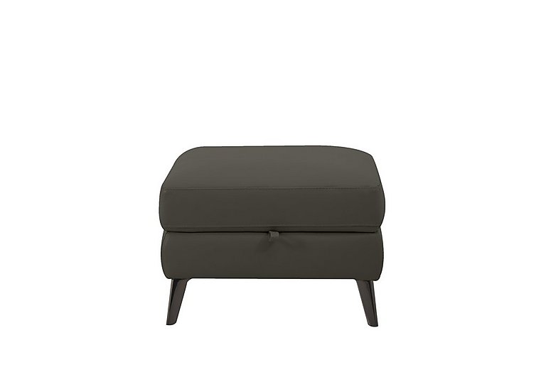 Axel HW Leather Storage Footstool - Charcoal Grey
