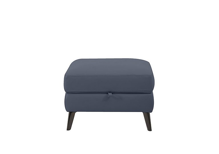 Axel NC Leather Storage Footstool - NC Ocean Blue