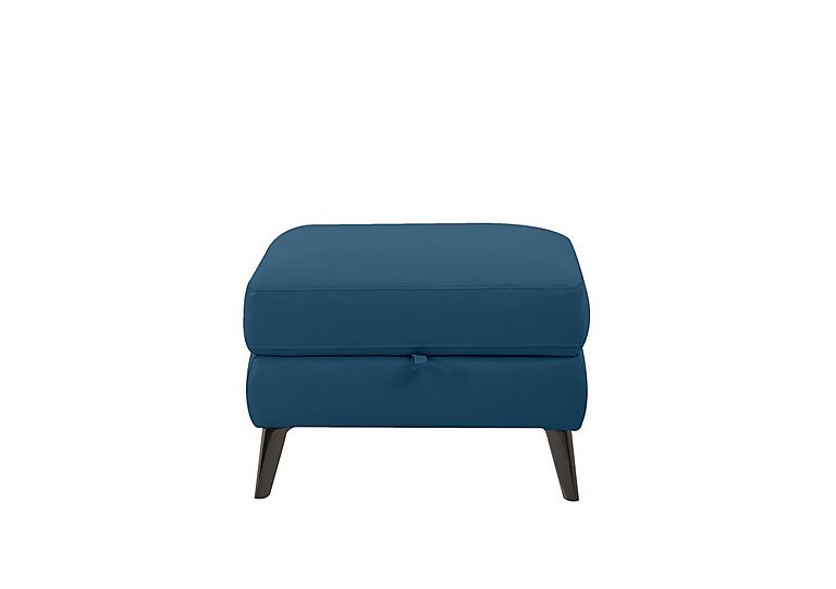 Axel NC Leather Storage Footstool - Carribean Sea