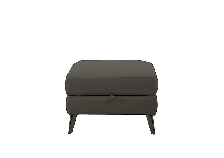 Axel NC Leather Storage Footstool - Charcoal Grey