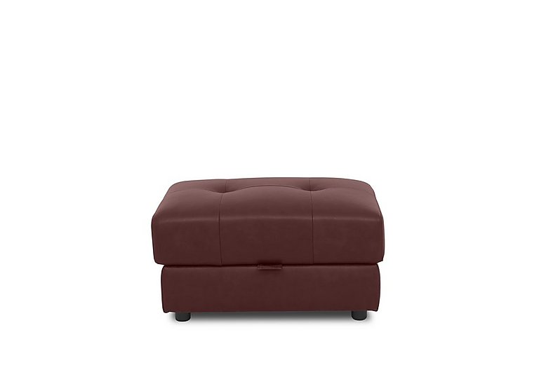 Boutique Goliath Leather Storage Footstool - Ruby