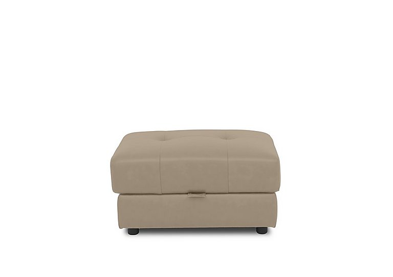 Boutique Goliath Leather Storage Footstool - Barley