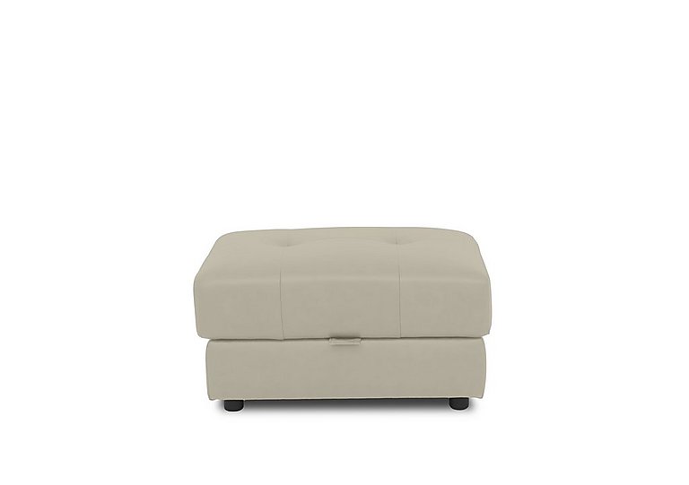 Boutique Goliath Leather Storage Footstool - Bone China