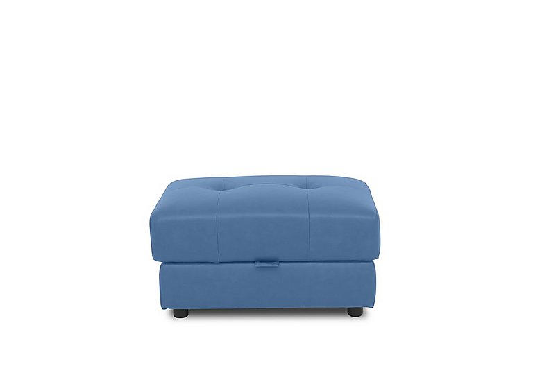Boutique Goliath Leather Storage Footstool - Aegean