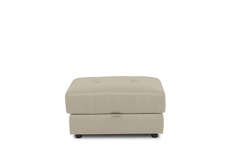 Boutique Goliath Leather Storage Footstool - Oyster