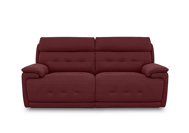 Brescia Fabric 3 Seater Sofa with Power Recliner - Burgundy