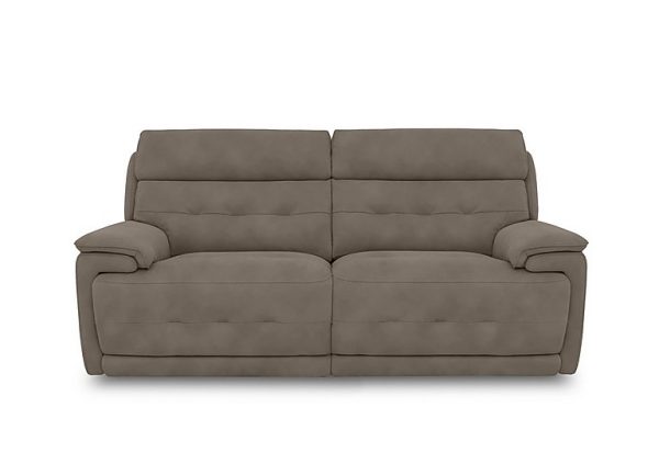 Brescia Fabric 3 Seater Sofa with Power Recliner  Khaki | Bed Sava
