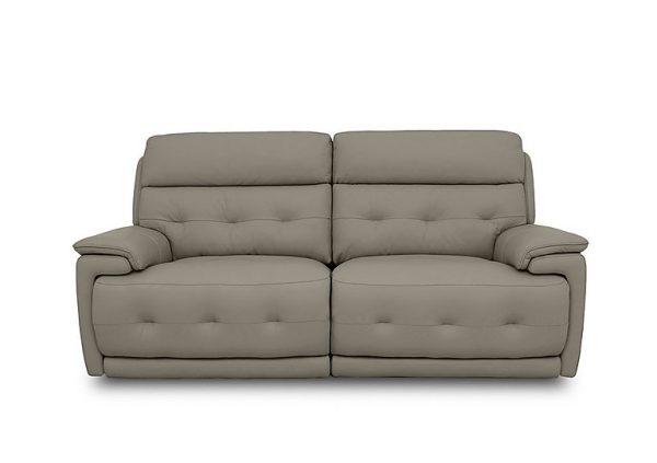 Brescia BV Leather 3 Seater Power Recliner Sofa with Power Headrests  BV Taupe | Bed Sava