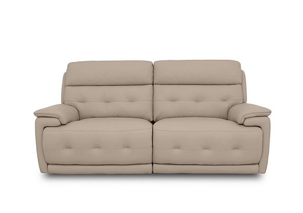 Brescia BV Leather 3 Seater Power Recliner Sofa with Power Headrests  BV Pebble | Bed Sava