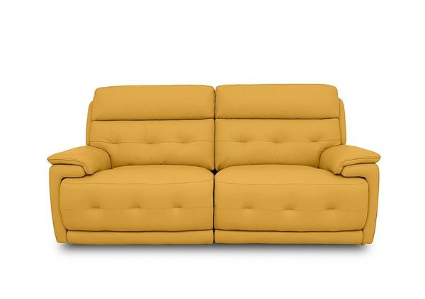 Brescia NC Leather 3 Seater Power Recliner Sofa with Power Headrests  Sunflower | Bed Sava