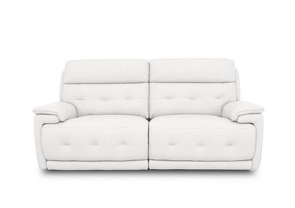 Brescia NC Leather 3 Seater Power Recliner Sofa with Power Headrests  NC Star White | Bed Sava