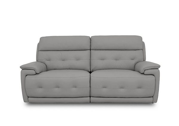 Brescia NC Leather 3 Seater Power Recliner Sofa with Power Headrests  Sleet | Bed Sava