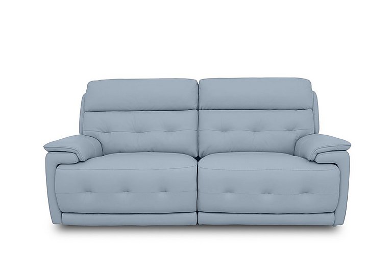 Brescia NC Leather 3 Seater Power Recliner Sofa with Power Headrests - Pearl Blue