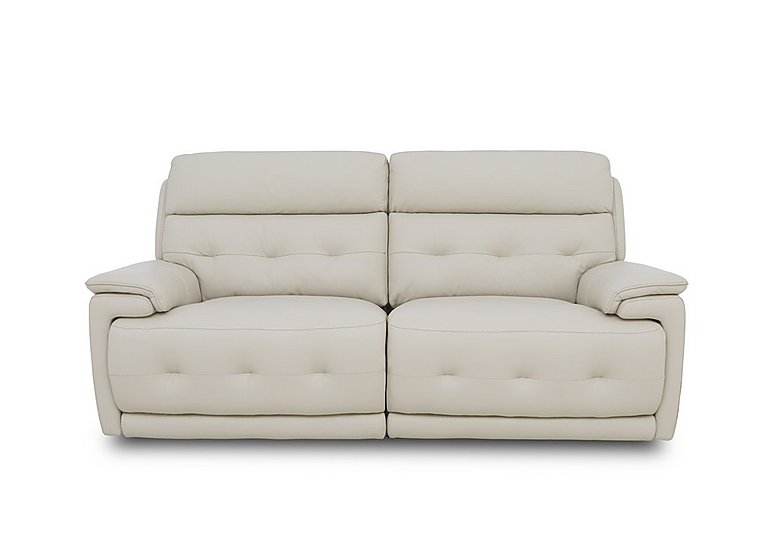 Brescia Leather 3 Seater Power Recliner Sofa with Power Headrests - Frost