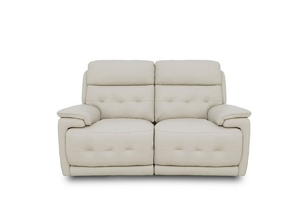 Brescia Leather 2 Seater Power Recliner Sofa with Power Headrests  Frost | Bed Sava