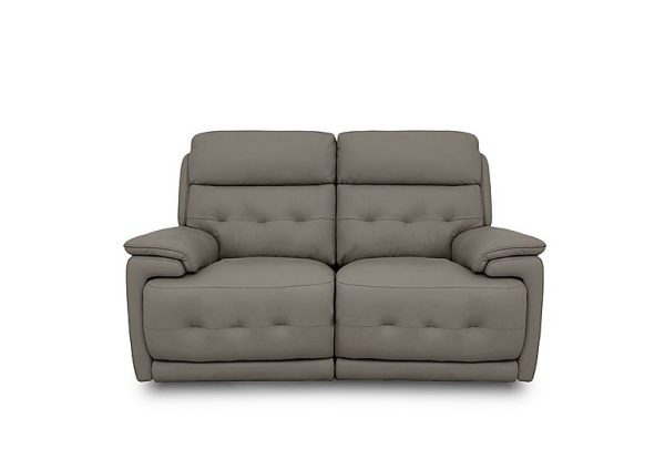 Brescia Leather 2 Seater Power Recliner Sofa with Power Headrests  Elephant | Bed Sava