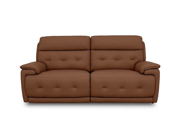 Brescia Leather 3 Seater Power Recliner Sofa with Power Headrests  Warm Brown | Bed Sava