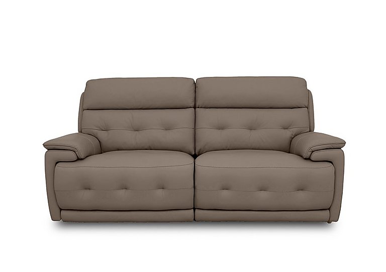 Brescia Leather 3 Seater Power Recliner Sofa with Power Headrests - Fawn