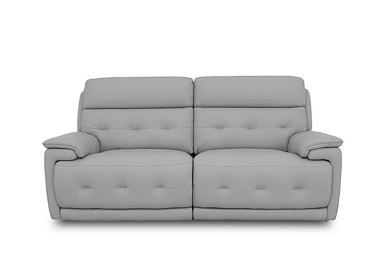 Brescia Leather 3 Seater Power Recliner Sofa with Power Headrests - Light Grey