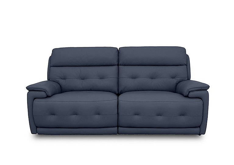Brescia Leather 3 Seater Power Recliner Sofa with Power Headrests - Ocean