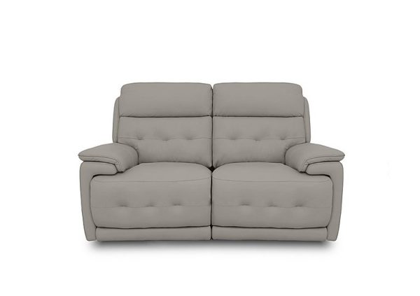 Brescia BV Leather 2 Seater Sofa with Power Recliner  Silver Grey | Bed Sava