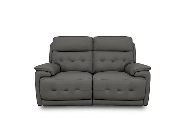 Brescia NC Leather 2 Seater Sofa with Power Recliner  Charcoal Grey | Bed Sava