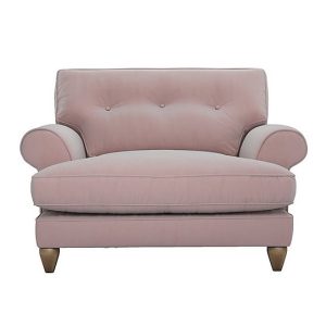 The Lounge Co  Bronwyn Fabric Classic Back Snuggler  Cotton Candy with Vintage Oak Feet | Bed Sava