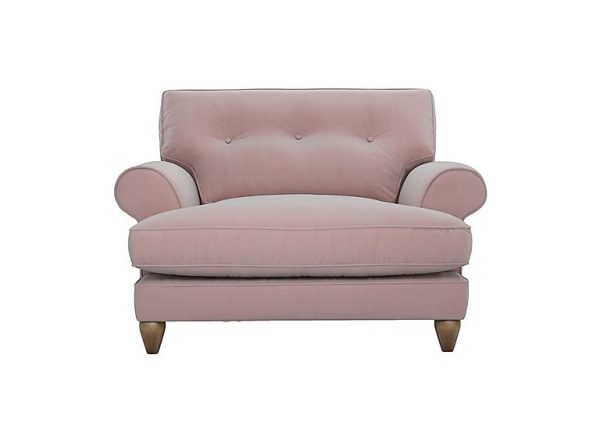 The Lounge Co  Bronwyn Fabric Classic Back Snuggler  Cotton Candy with Washed Oak Feet | Bed Sava