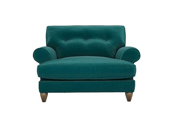 The Lounge Co  Bronwyn Fabric Classic Back Snuggler  Dragoneye with Walnut Feet | Bed Sava