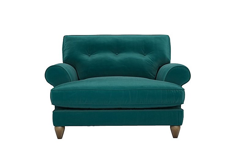 The Lounge Co. - Bronwyn Fabric Classic Back Snuggler - Dragoneye with Walnut Feet