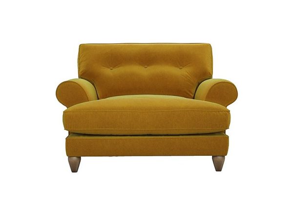 The Lounge Co  Bronwyn Fabric Classic Back Snuggler  Golden Spice with Walnut Feet | Bed Sava